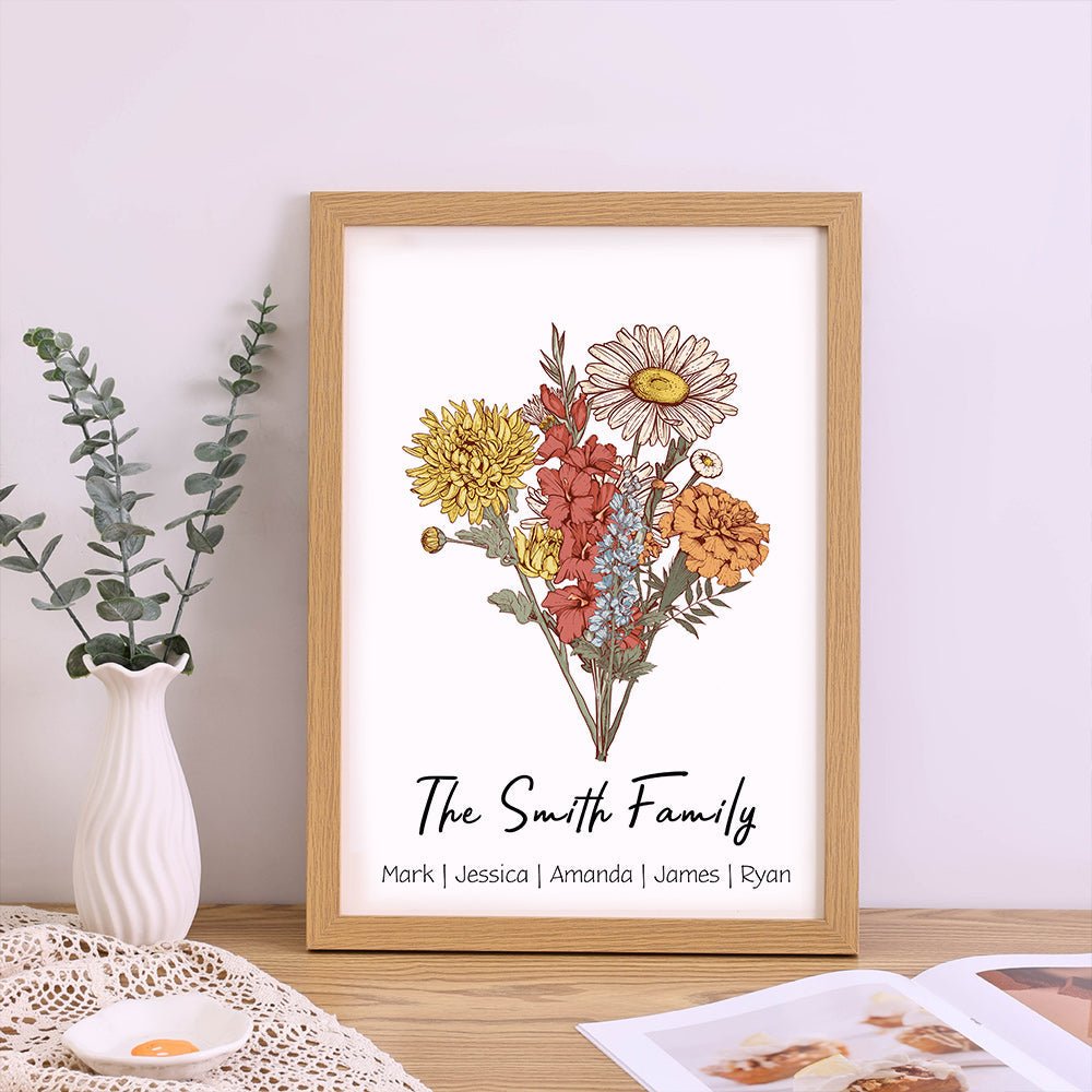 50%OFF Personalized Birth Flower Family Bouquet/Names Frame