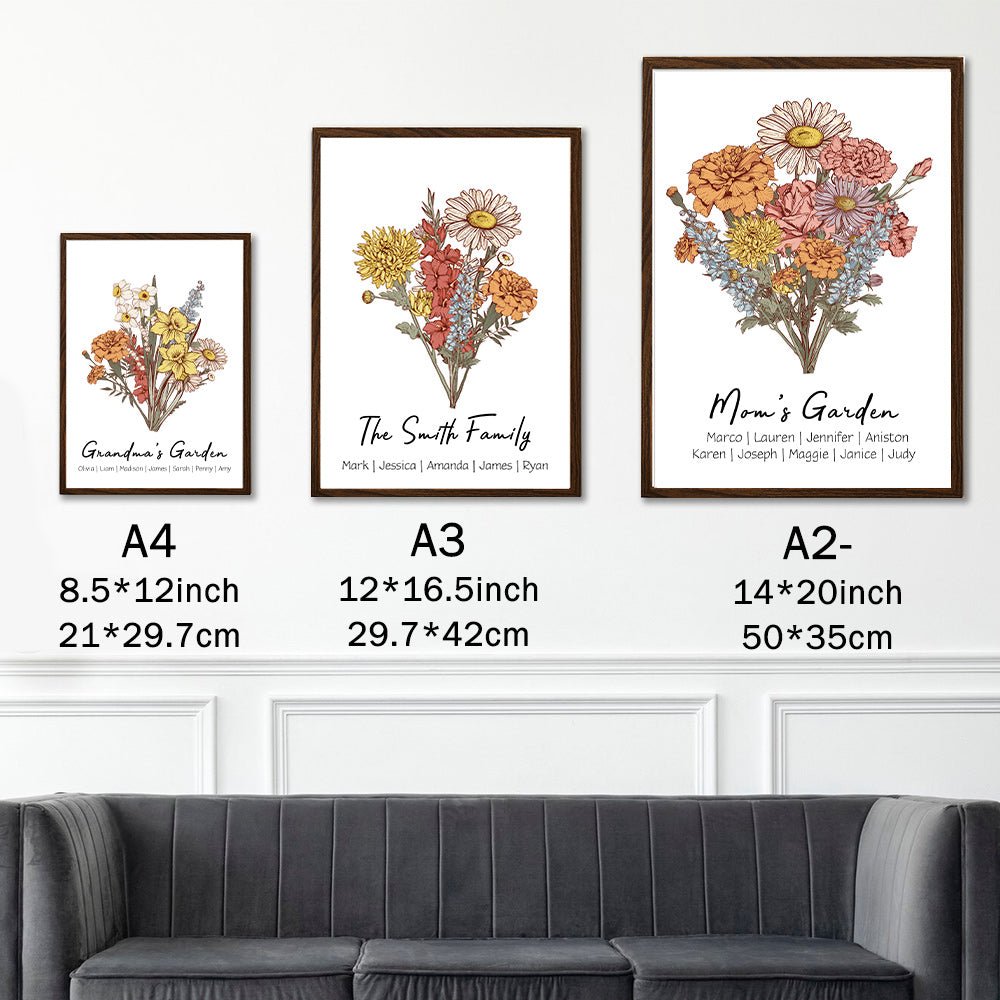 50%OFF Personalized Birth Flower Family Bouquet/Names Frame