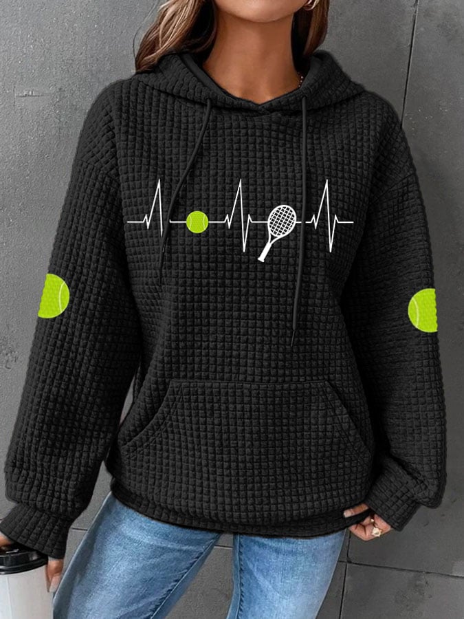 Women's Tennis Print Long Sleeve Hoodie