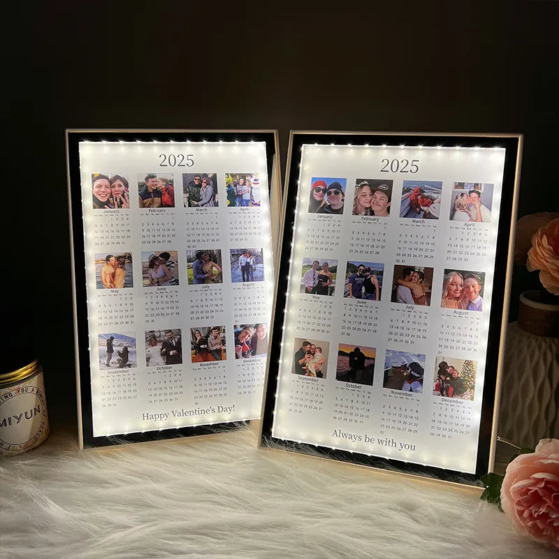 Moxllcustore™ Personalized Photo Calendar Mirror Light Box