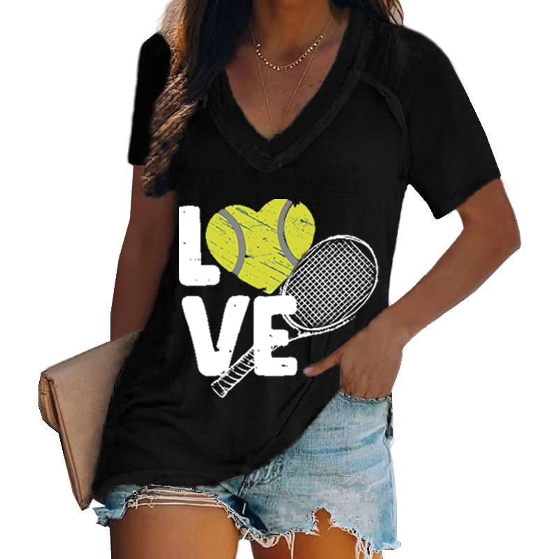 Women's Apres  Tennis Print Casual Short Sleeve T-Shirt