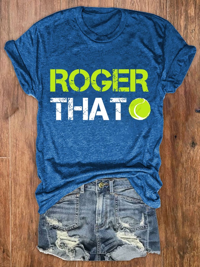 Women's The Goat RF Tennis Legend Roger That Print Crew Neck T-Shirt