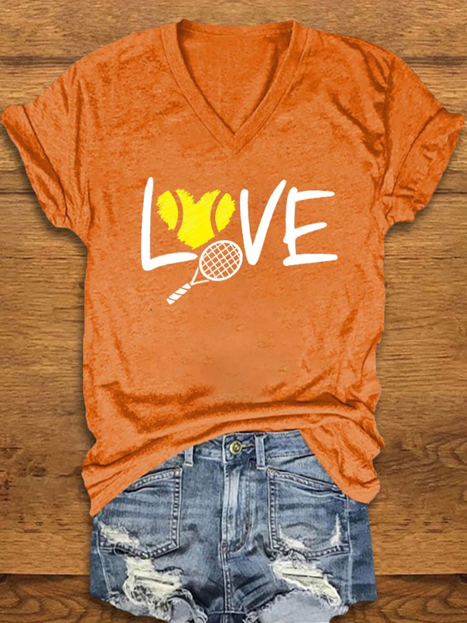 women's love tennis printed t-shirt