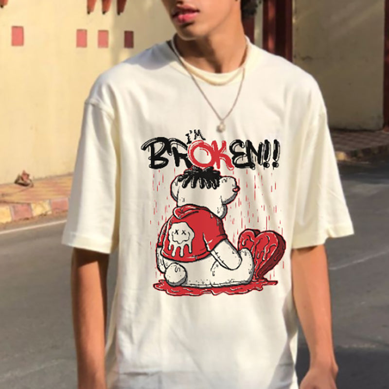 I'm Broken Printed Casual White T-shirt