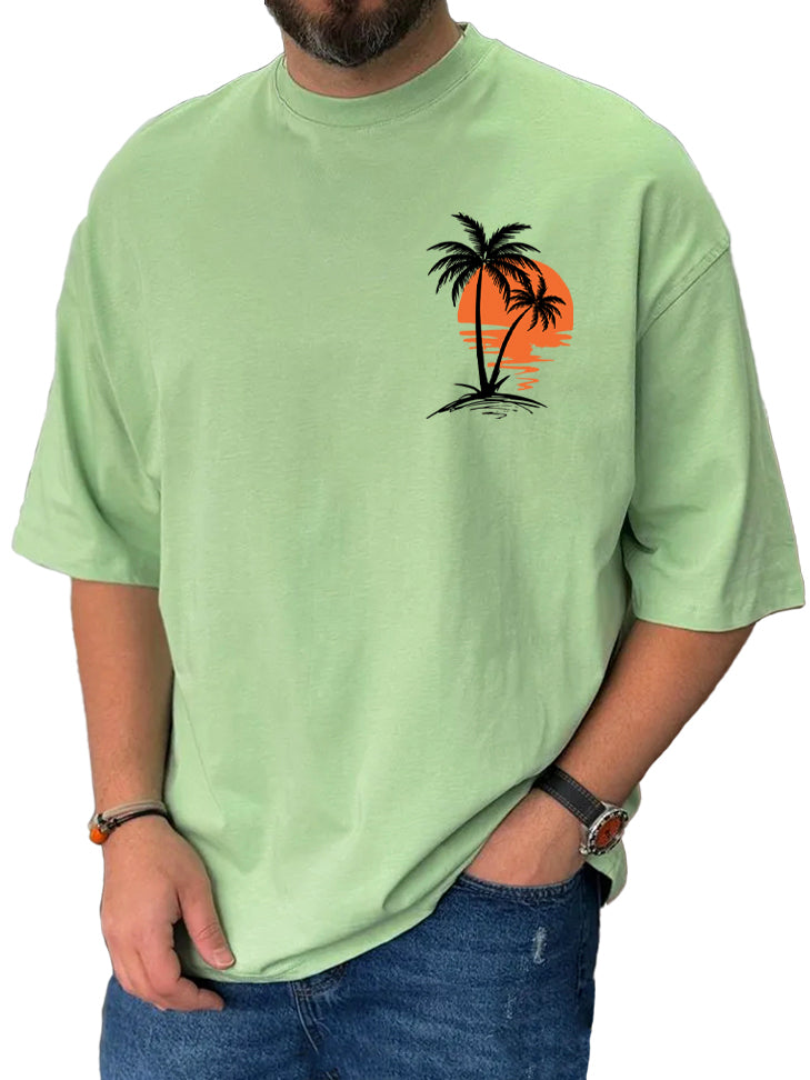 Men's Hawaiian Beach Fun Print Short Sleeve T-Shirt