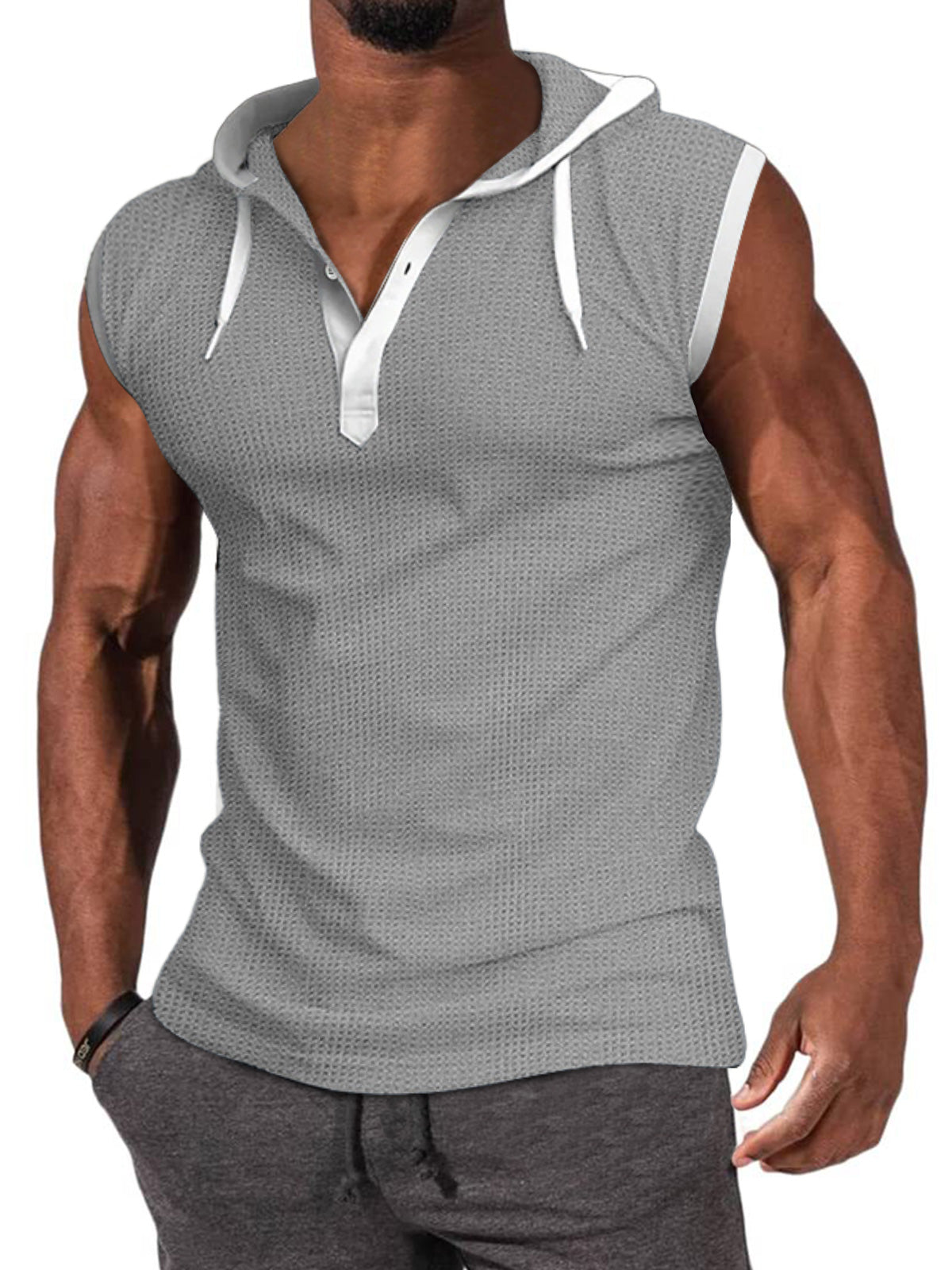 Men's Basic Casual Hooded Sleeveless T-Shirt Vest