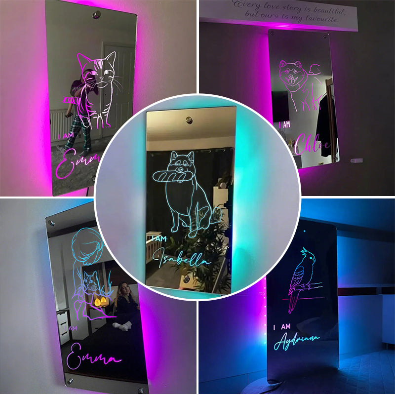 Customized Pet  Photo Mirror Light - Surprise Christmas Gift For Family and Pet Lovers