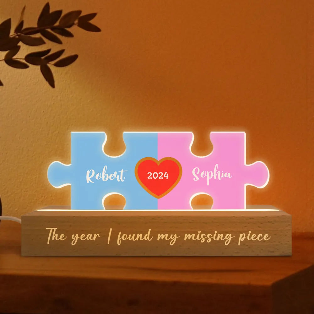 Love Is The Piece That Holds Us Together Couple Name Puzzle LED Night Light,