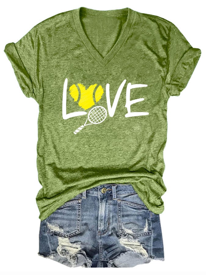 women's love tennis printed t-shirt