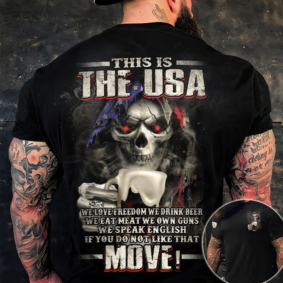 This Is The Usa Skull Beer All Over  Print Men's Short Sleeve T-Shirt