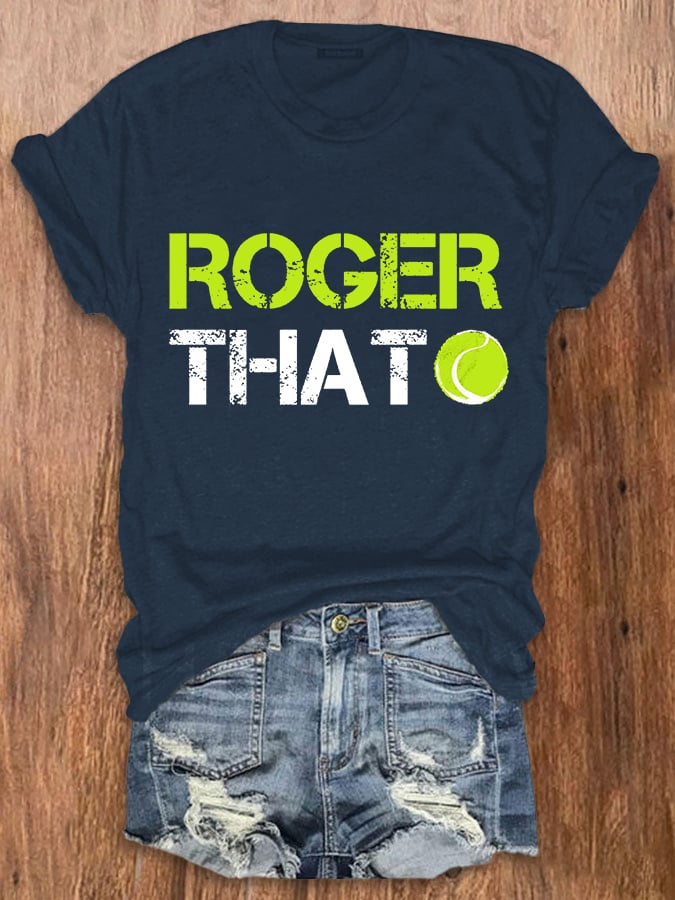 Women's The Goat RF Tennis Legend Roger That Print Crew Neck T-Shirt