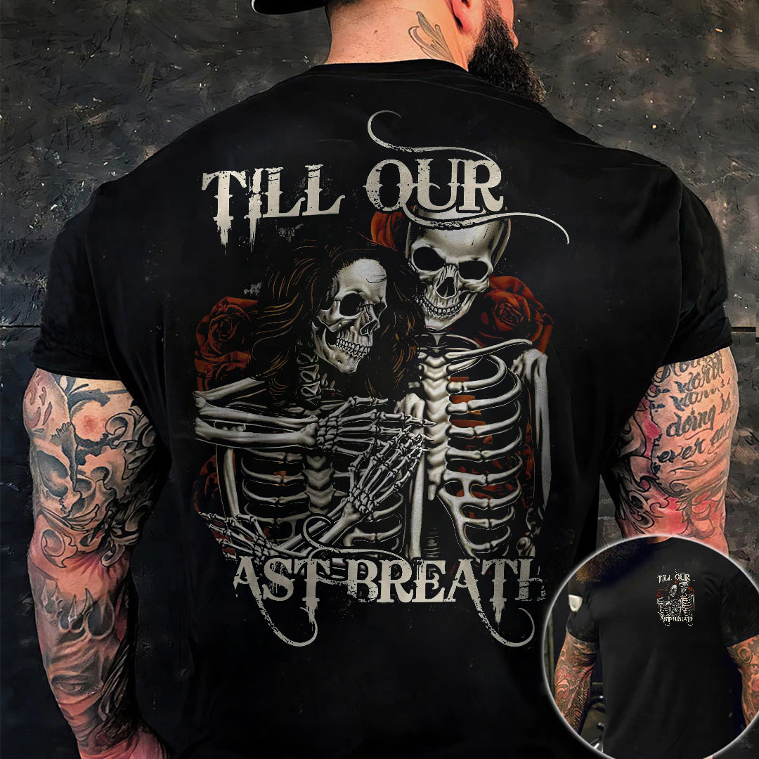 Last Breath Couple Skulls Print Men's Short Sleeve T-Shirt