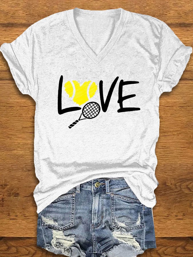 women's love tennis printed t-shirt