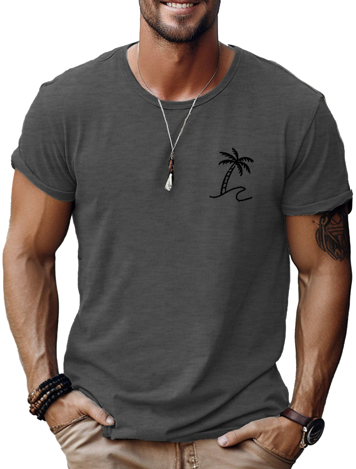 Men's Fashion Casual Coconut Print Short Sleeve T-Shirt