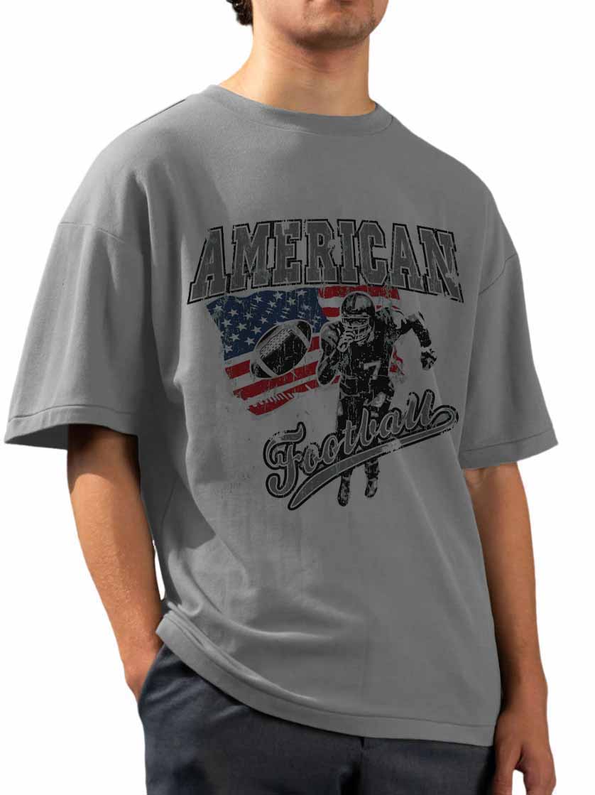 Men's Fashion Casual American Football Print Short Sleeve T-Shirt