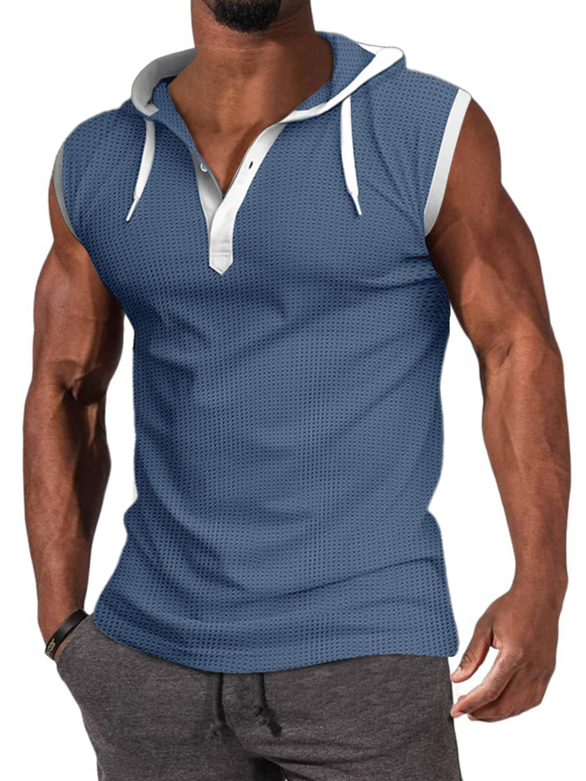 Men's Basic Casual Hooded Sleeveless T-Shirt Vest