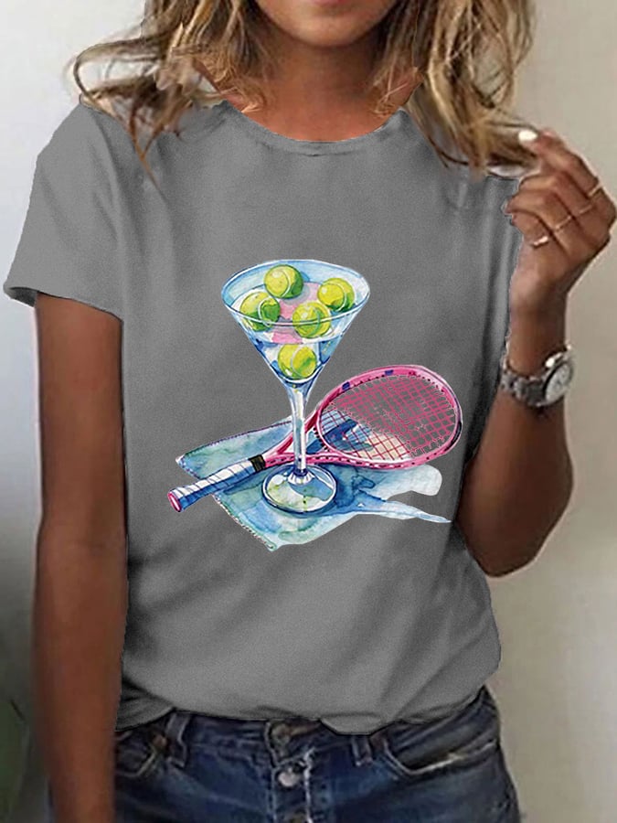 Women's Funny Tennis Print T-Shirt