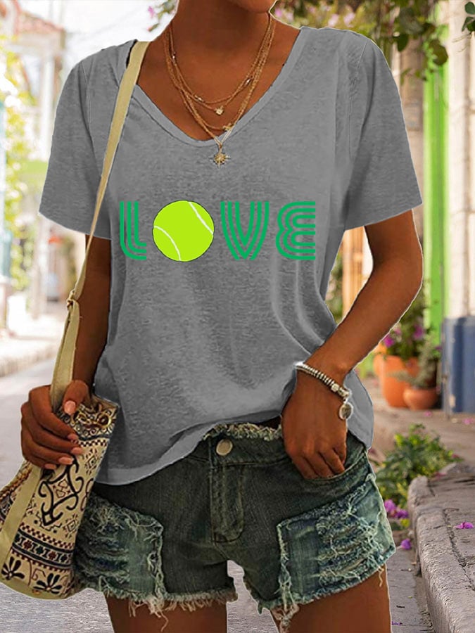 Women's Tennis Print Casual Short Sleeve T-Shirt