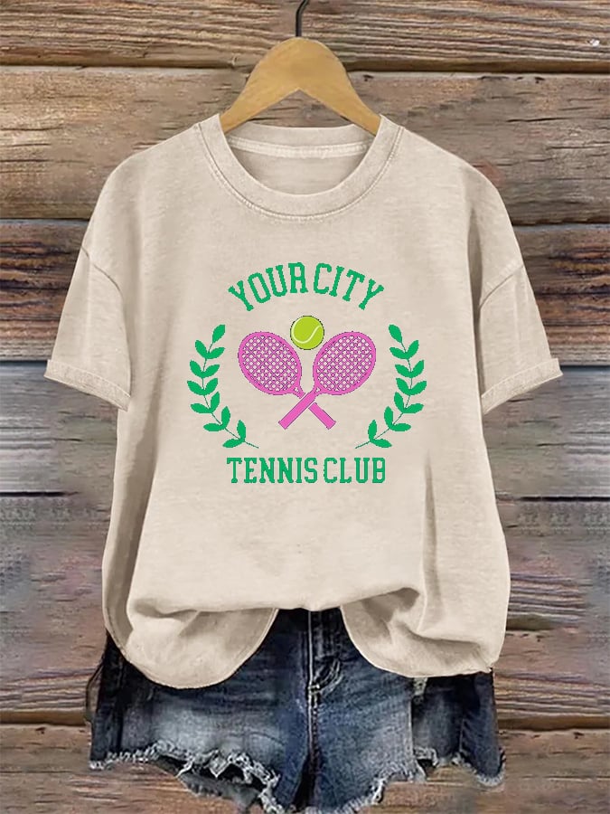 Custom Your City Apres Tennis Print T-shirt