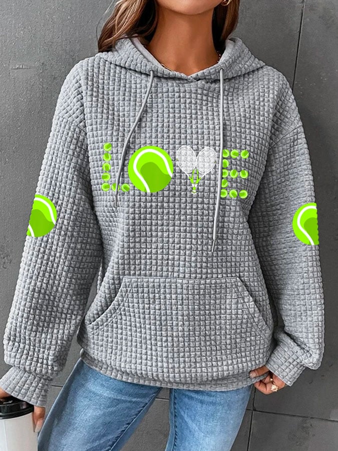 Women's Tennis Print Long Sleeve Hoodie