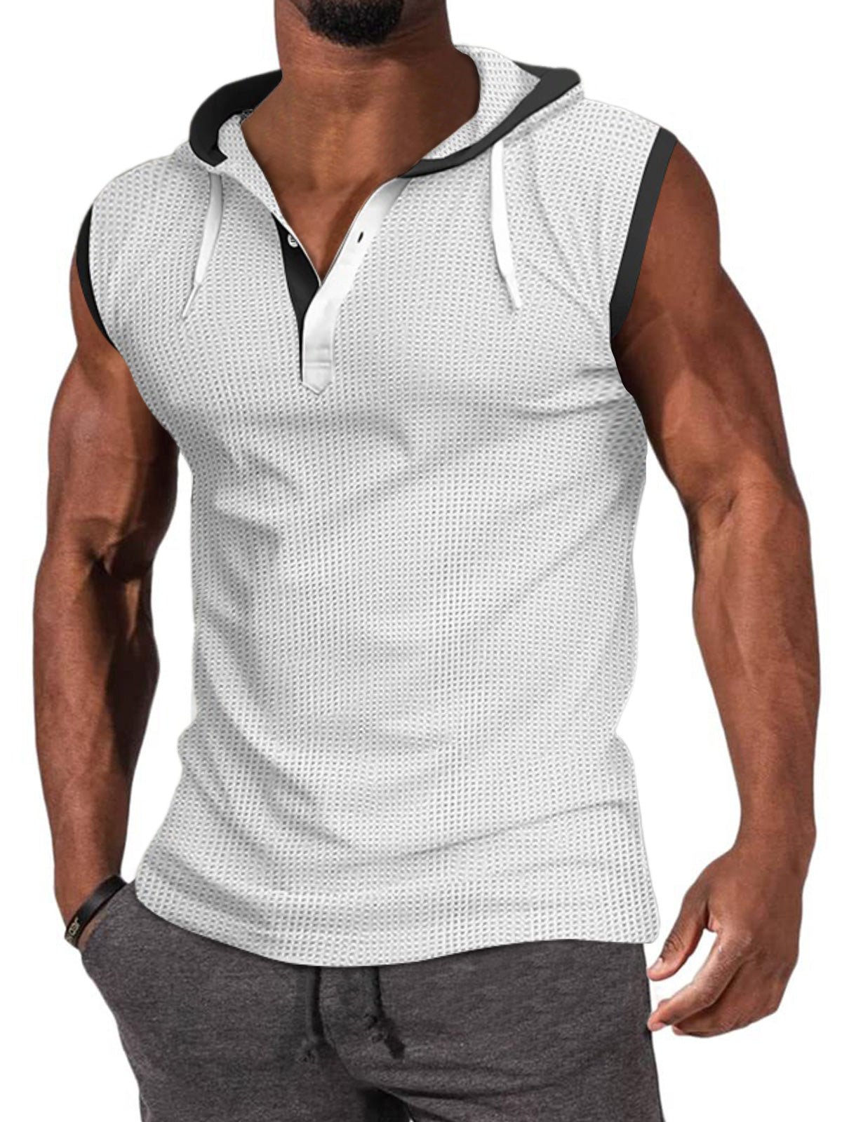 Men's Basic Casual Hooded Sleeveless T-Shirt Vest