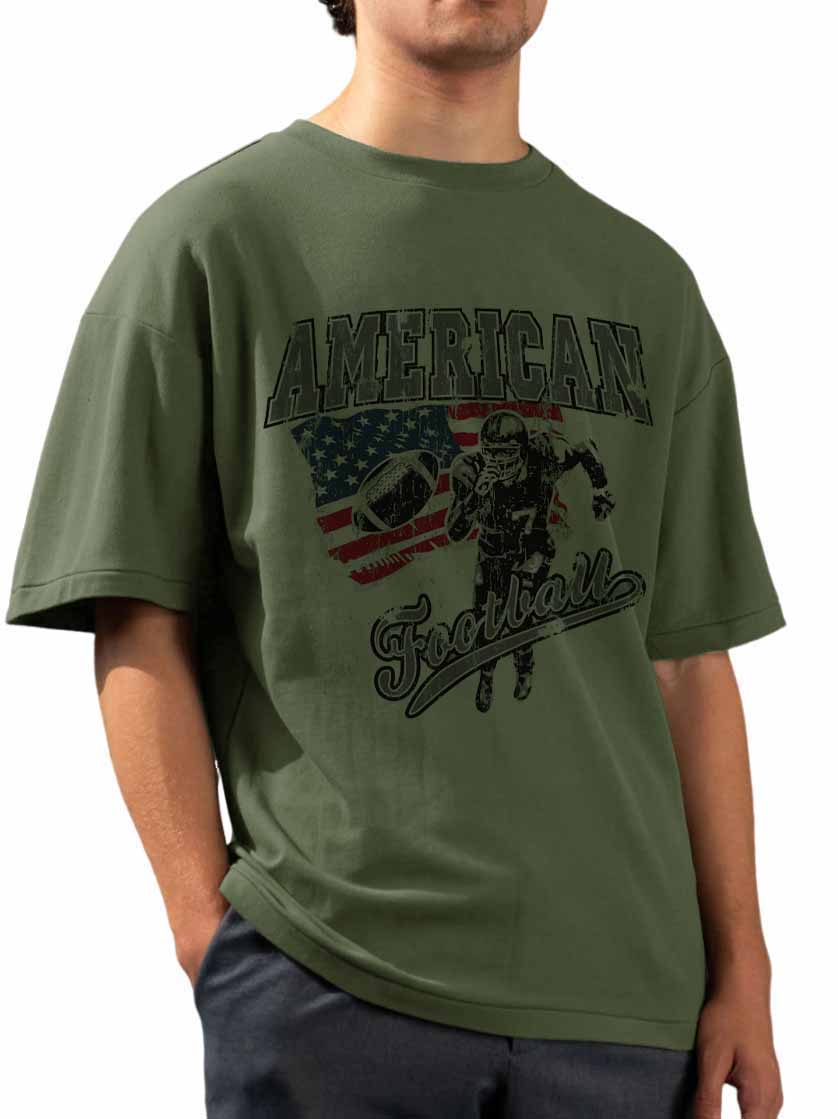 Men's Fashion Casual American Football Print Short Sleeve T-Shirt