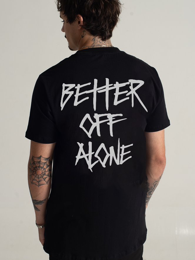 Better Off Alone Letters Printed Men's T-shirt