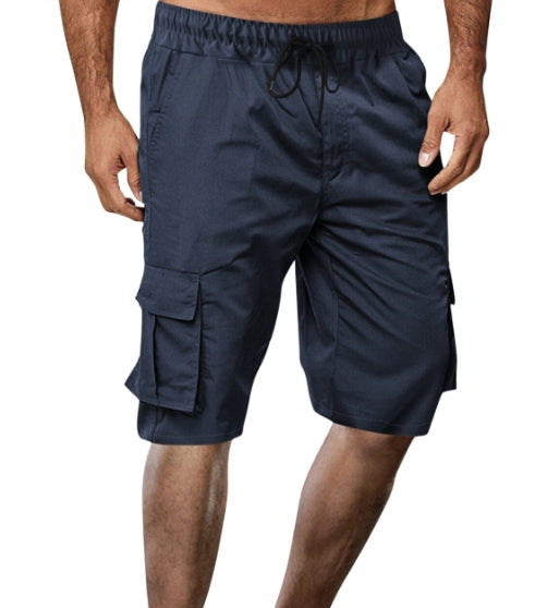 Men's Loose Casual Plus Size Cotton Pocket Solid Color Beach Quarter Pants