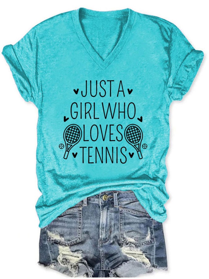 Women's "Just A Girl Who Loves Tennis" Printed T-Shirt