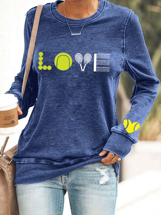 Women's Love Tennis printed casual sweatshirt