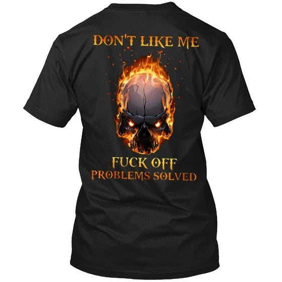 dont like me burning skull print mens t shirt