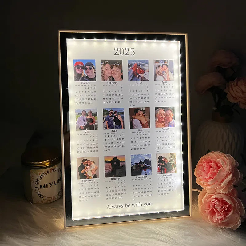 Moxllcustore™ Personalized Photo Calendar Mirror Light Box