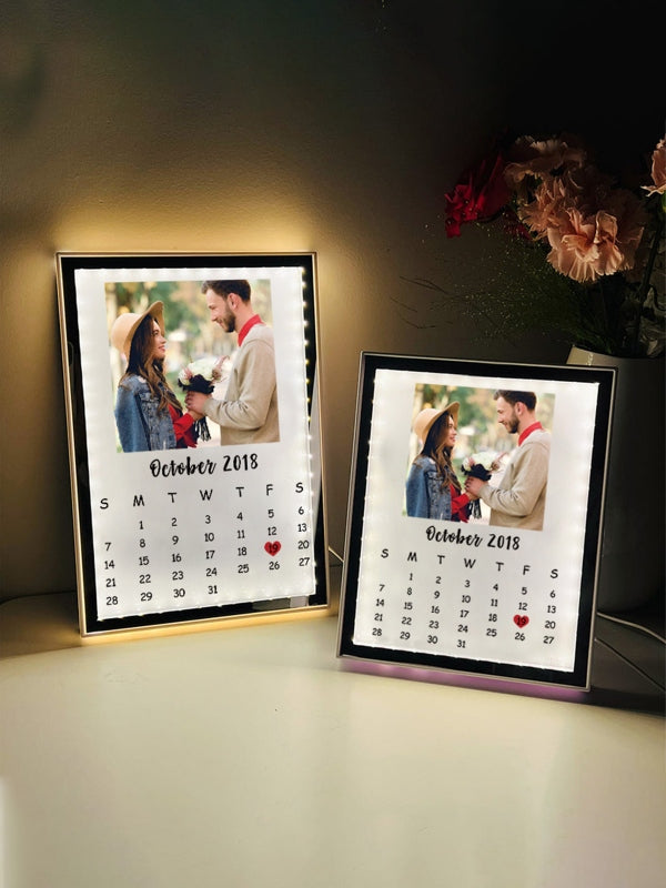 Moxllcustore™ Personalized Photo Calendar Mirror Light Box