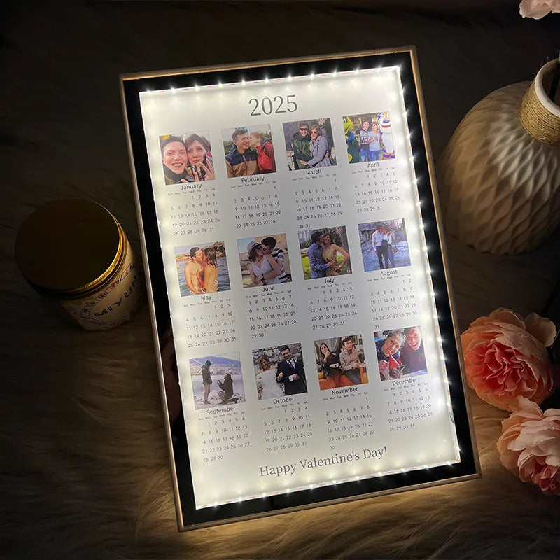 Moxllcustore™ Personalized Photo Calendar Mirror Light Box