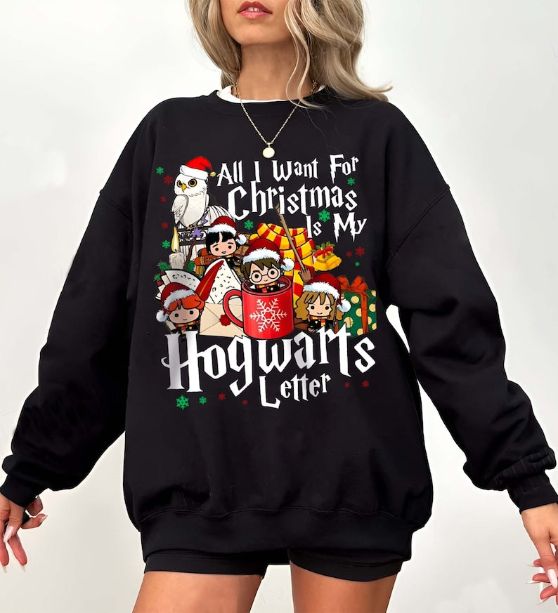 Vintage All I Want For Christmas Letter Sweathirt