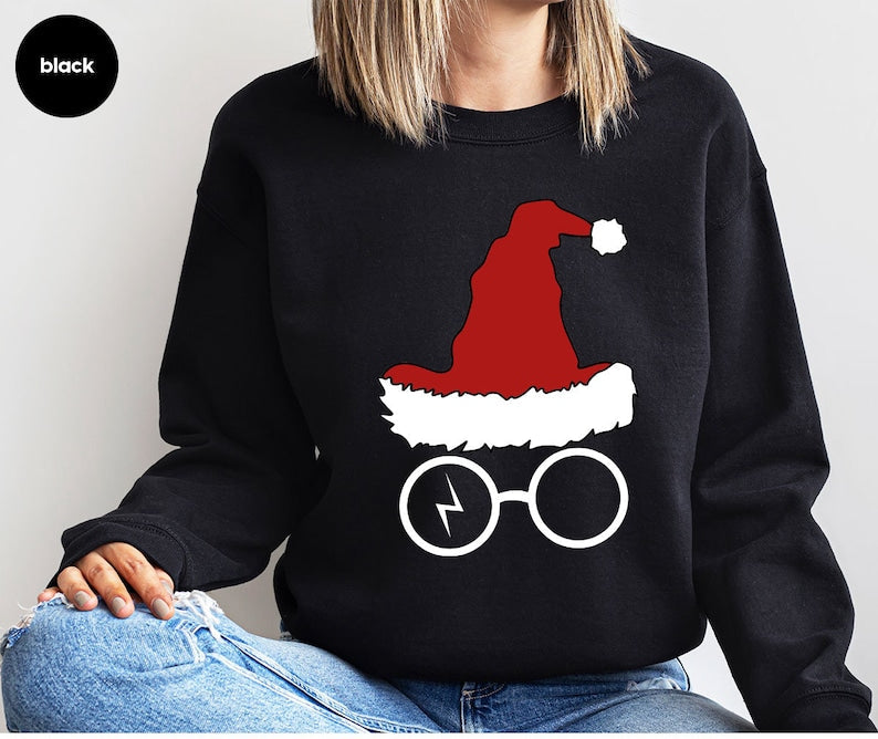 Wizard Glasses Christmas Hat Sweatshirts