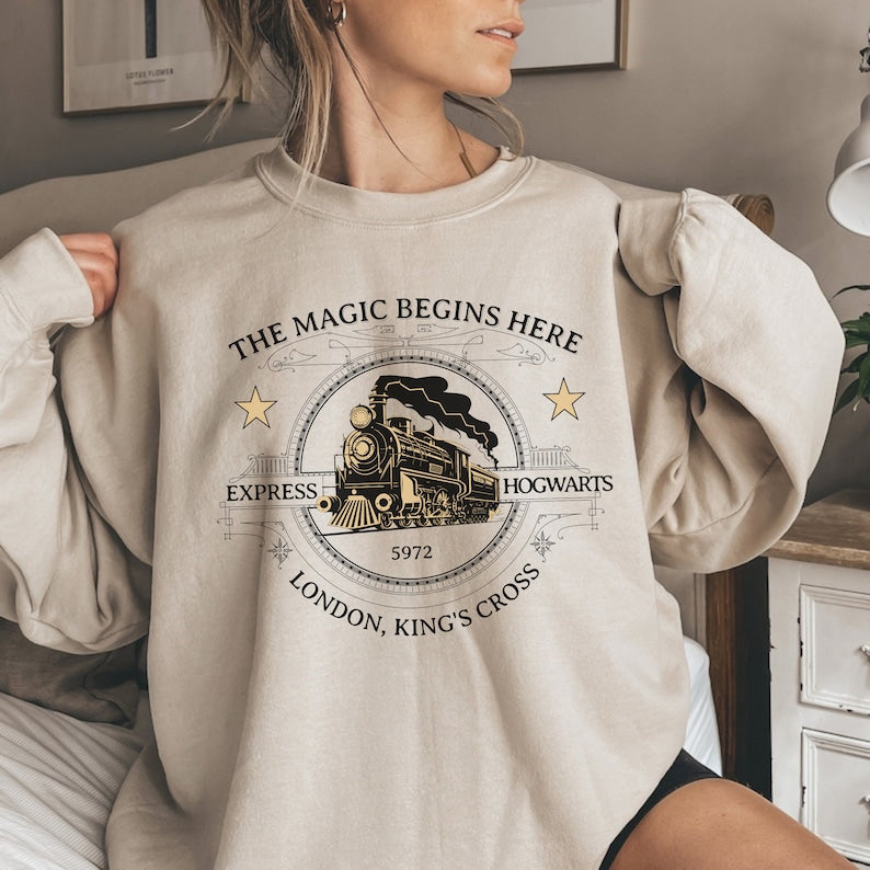 The Magic Begins Here Hogwarts Sweatshirt