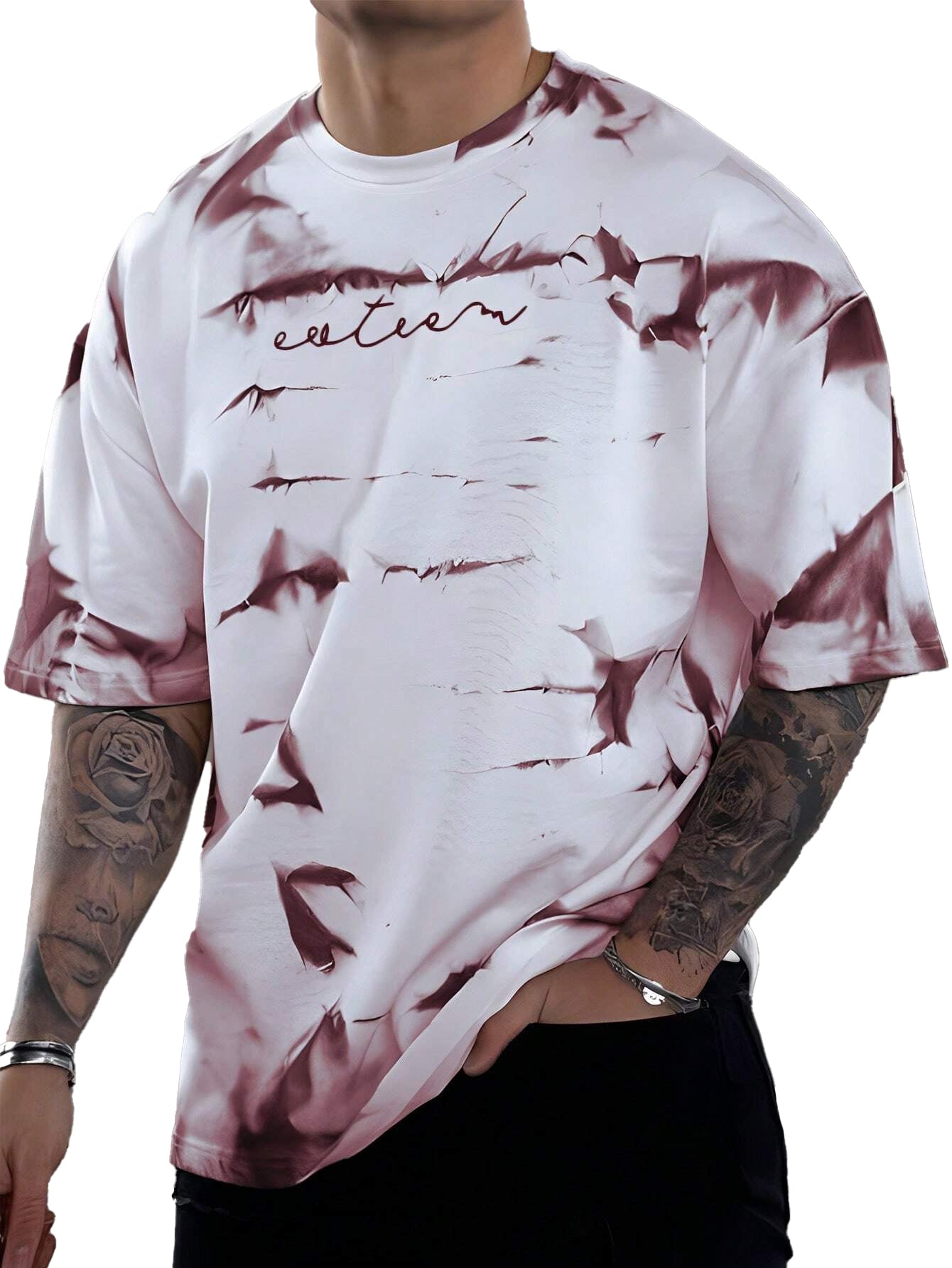 Men's Fashionable Tie Dye Printed Short Sleeve T-shirt