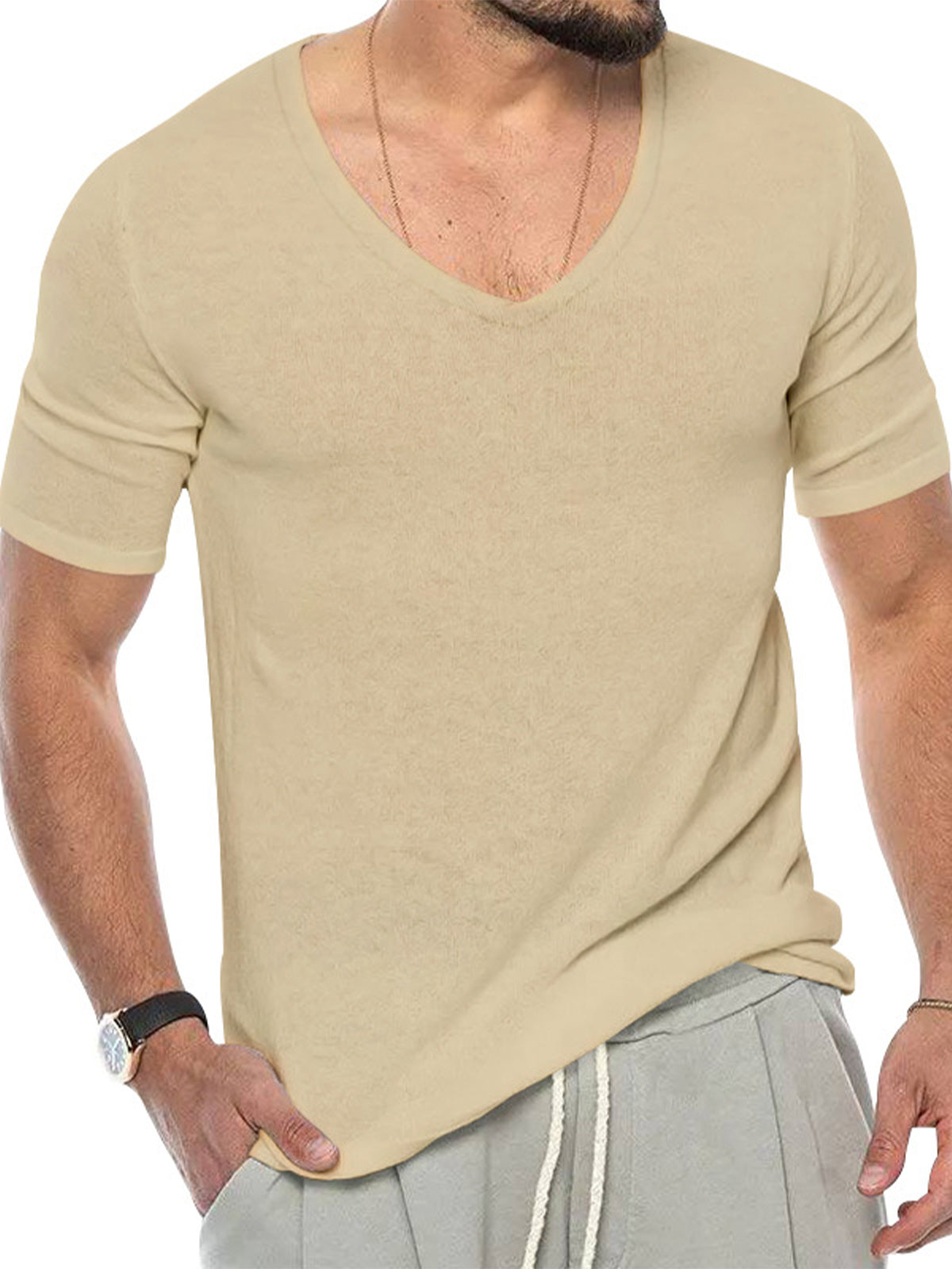 Men's Breathable V-Neck Short Sleeve T-Shirt