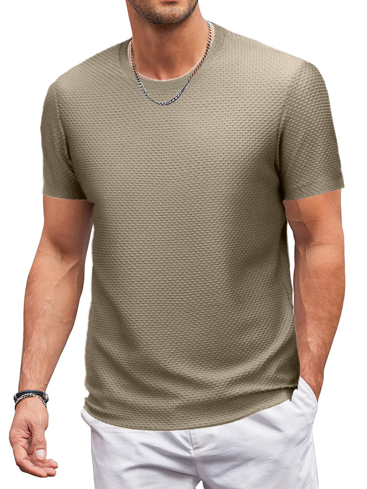 Men's Round Neck Comfortable And Breathable Spring And Summer New Ice Silk Texture Stretch Comfortable Short-sleeved T-shirt