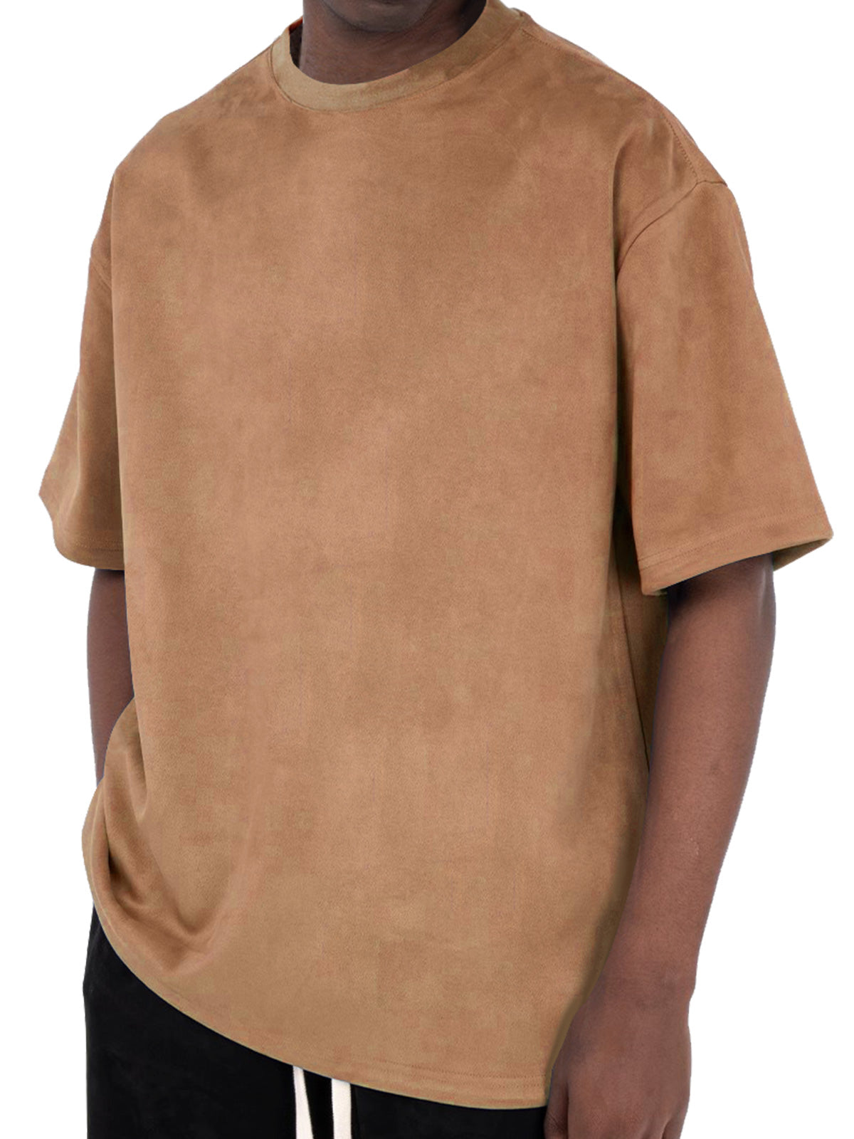 Men's Solid Color Casual Round Neck Suede Short Sleeve T-Shirt