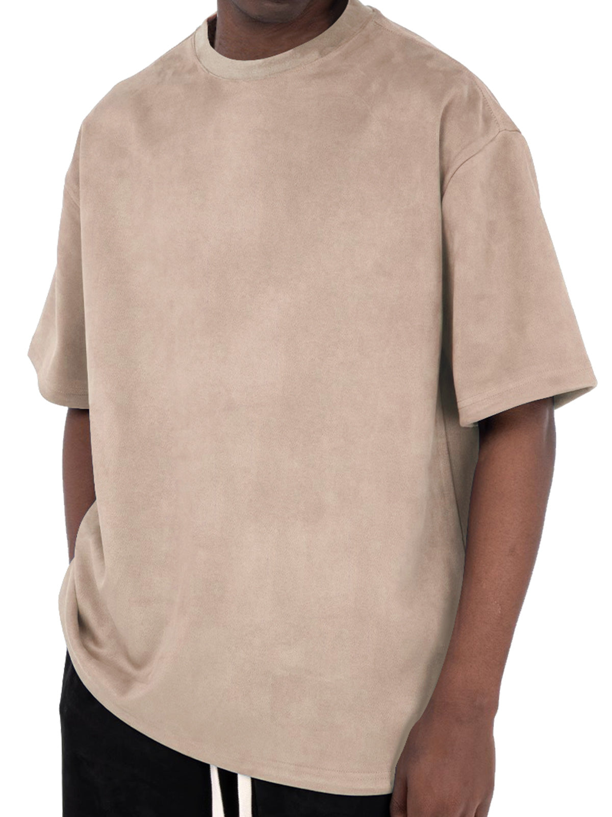 Men's Solid Color Casual Round Neck Suede Short Sleeve T-Shirt