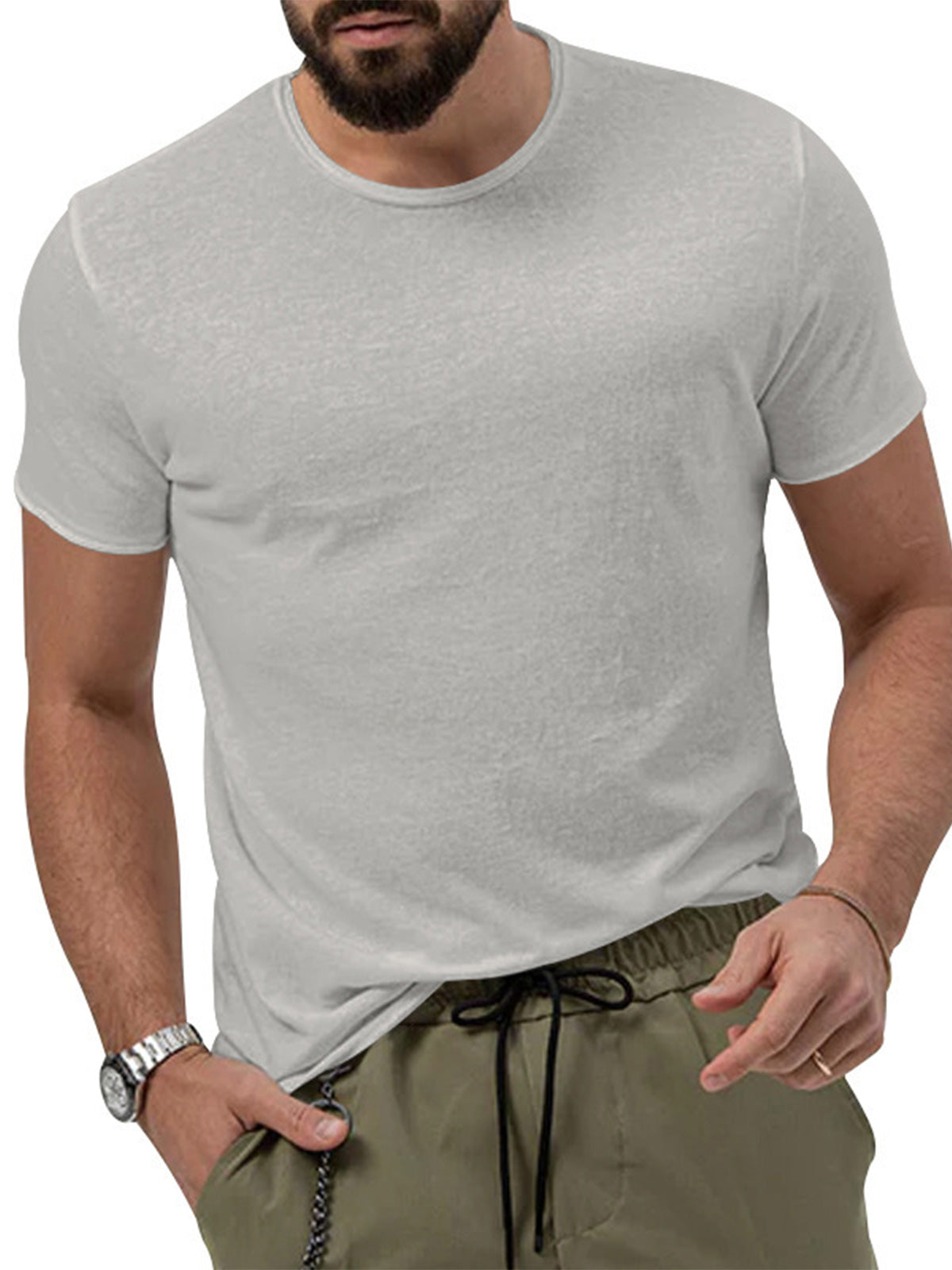 Men's Solid Color Breathable Round Neck Short Sleeve T-Shirt