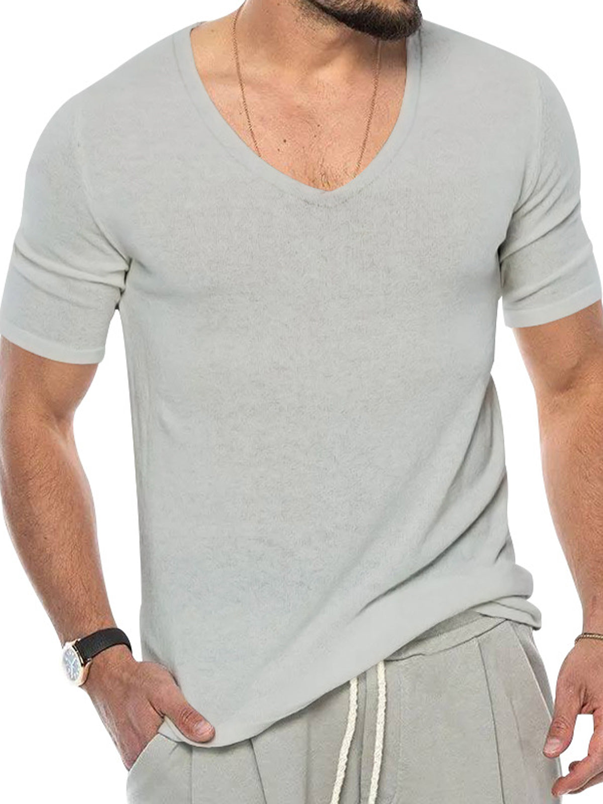 Men's Breathable V-Neck Short Sleeve T-Shirt