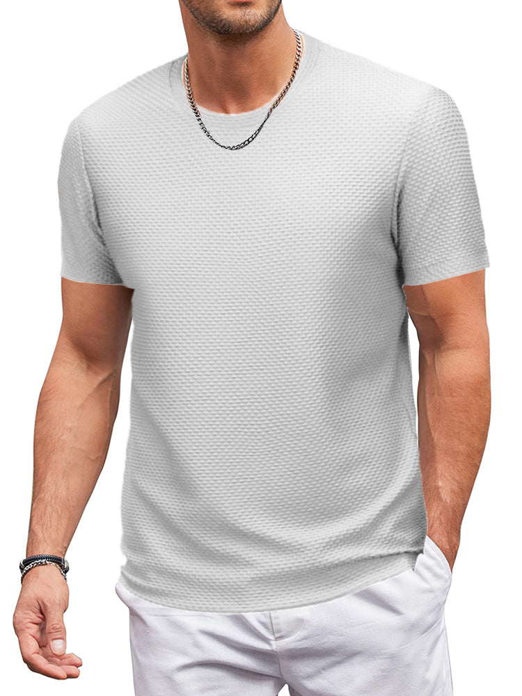 Men's Round Neck Comfortable And Breathable Spring And Summer New Ice Silk Texture Stretch Comfortable Short-sleeved T-shirt