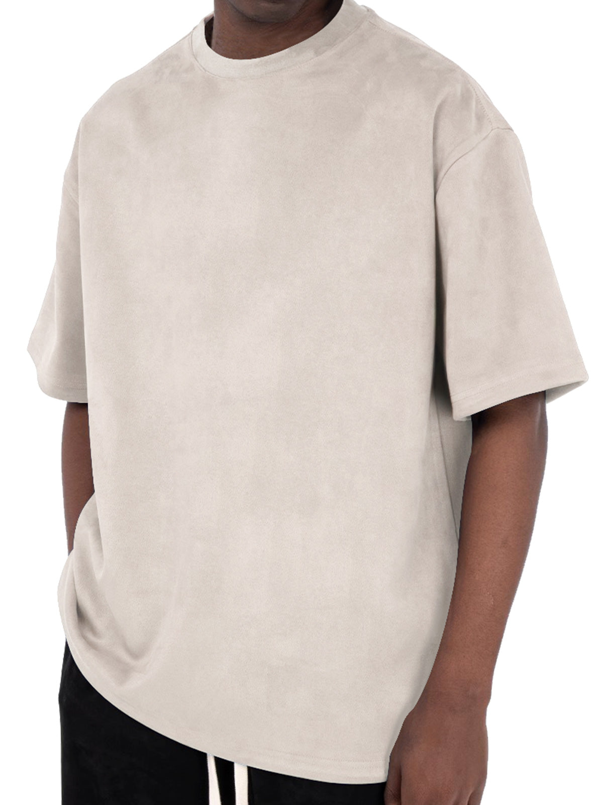 Men's Solid Color Casual Round Neck Suede Short Sleeve T-Shirt