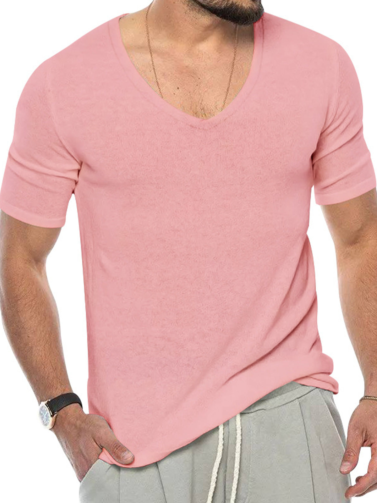 Men's Breathable V-Neck Short Sleeve T-Shirt