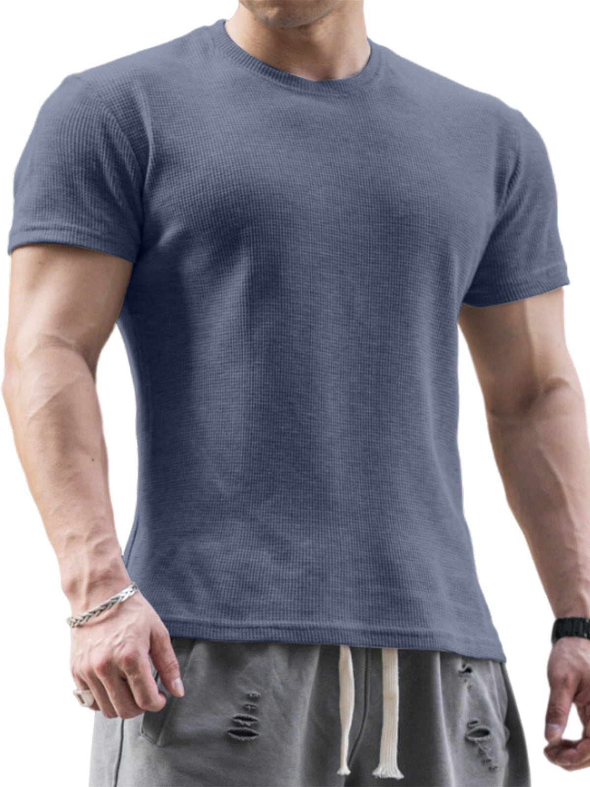 Men's Breathable Waffle Casual Short Sleeve T-Shirt