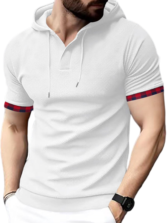 Men's Casual Sports Hooded Short-Sleeved T-shirt