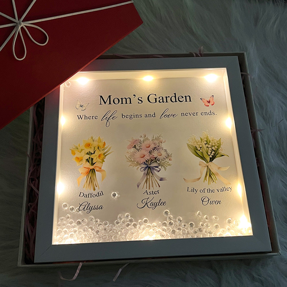 50% OFF✨Customized Mom's Garden Birth Flower Light Frame Box